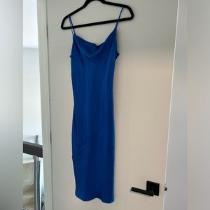 XS babaton Aritzia blue silk dress